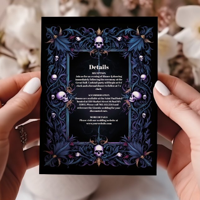 Tarjeta De Recepción Boda floral gótico de Halloween (Subido por el creador)
