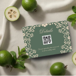 Tarjeta De Recepción Boda floral Green Qr Detalles