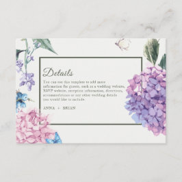 Tarjeta De Recepción Boda floral Hydrangea pintado a mano