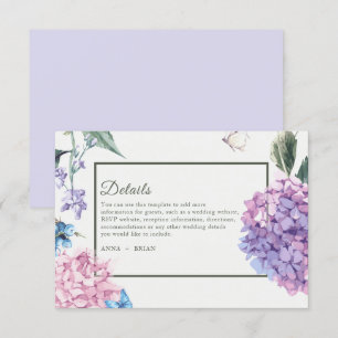 Tarjeta De Recepción Boda floral Hydrangea pintado a mano