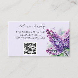 Tarjeta De Recepción Boda Floral Lilac Purple Watercolor Flor