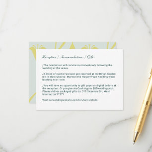 Tarjeta De Recepción Boda Floral Lily Color Personalizado Art Nouveau