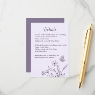 Tarjeta De Recepción Boda floral mauve elegante romántico