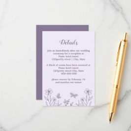 Tarjeta De Recepción Boda floral mauve elegante romántico