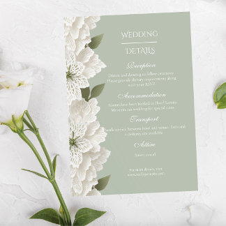 Tarjeta De Recepción Boda floral moderna de lujo en verde salvia