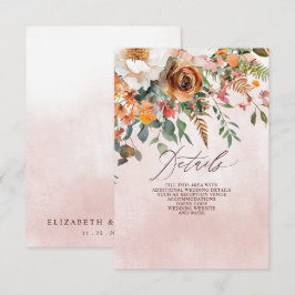 Tarjeta De Recepción Boda Floral Naranja Rústica de Otoño