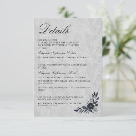 Tarjeta De Recepción Boda floral negra y temperamental