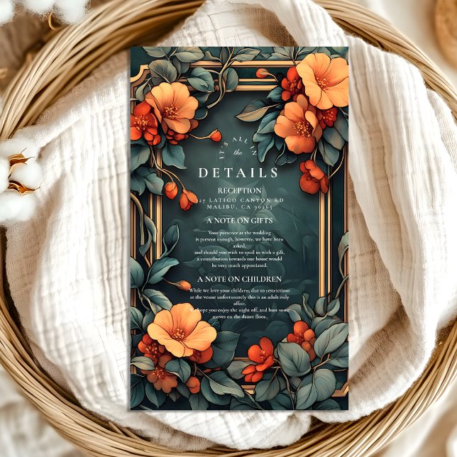 Tarjeta De Recepción Boda floral ornamental Art Nouveau (Subido por el creador)