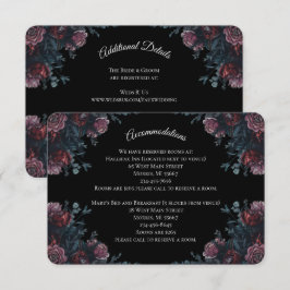 Tarjeta De Recepción Boda floral oscura gótica negra elegante