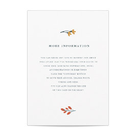 Tarjeta De Recepción Boda floral otoñal Insertar