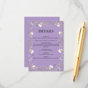 Tarjeta De Recepción Boda floral Purple Wildflower Summer