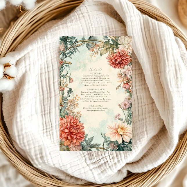 Tarjeta De Recepción Boda floral real de estilo victoriano (Subido por el creador)