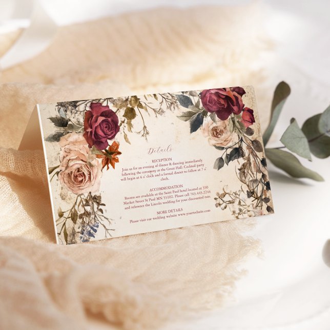 Tarjeta De Recepción Boda floral real victoriano clásico (Subido por el creador)