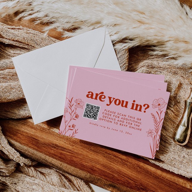 Tarjeta De Recepción Boda floral retro Código QR Detalles de RSVP (Subido por el creador)