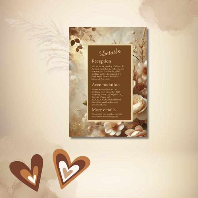 Tarjeta De Recepción Boda floral romántico y monograma (Subido por el creador)