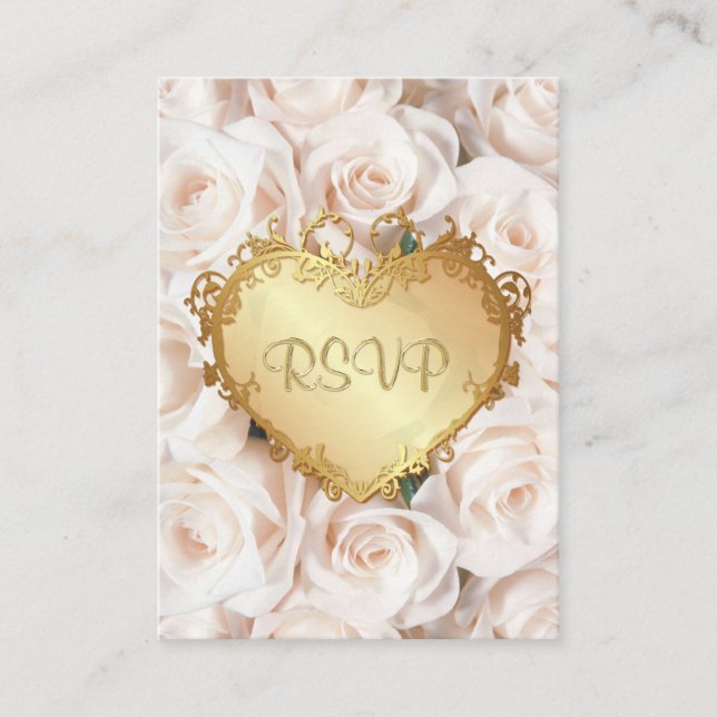 Tarjeta De Recepción Boda floral rosa de champagne RSVP (Anverso)
