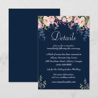 Tarjeta De Recepción Boda floral rosa de estilo moderno