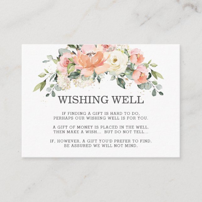 Tarjeta De Recepción Boda Floral Rosa Rosa De Marfil De Peach (Anverso)