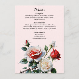 Tarjeta De Recepción boda floral rosas rojas blancas de color rosa boni
