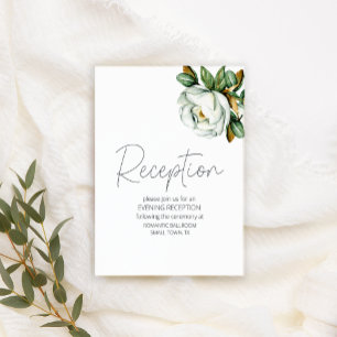 Tarjeta De Recepción Boda floral rusa de magnolia blanca