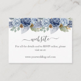 Tarjeta De Recepción Boda Floral Rustic Blue Winter