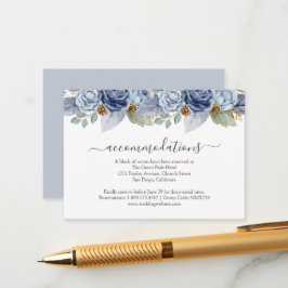 Tarjeta De Recepción Boda Floral Rustic Blue Winter