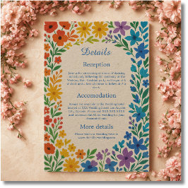 Tarjeta De Recepción Boda floral rústica arcoíris