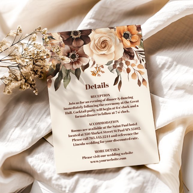 Tarjeta De Recepción Boda Floral Terracotta (Subido por el creador)