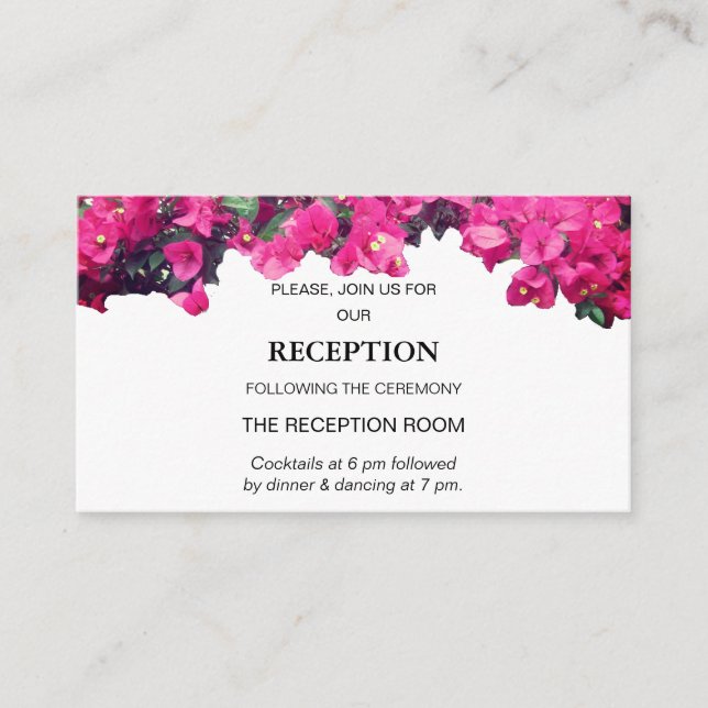 Tarjeta De Recepción Boda Floral Tropical (Anverso)