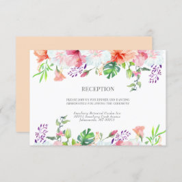 Tarjeta De Recepción Boda floral tropical de acuarela