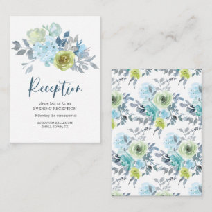 Tarjeta De Recepción Boda floral verde amarillo azul claro