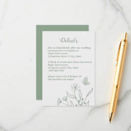 Tarjeta De Recepción Boda floral verde de salvia elegante romántica