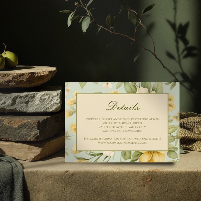 Tarjeta De Recepción Boda floral verde suave y beige (Subido por el creador)