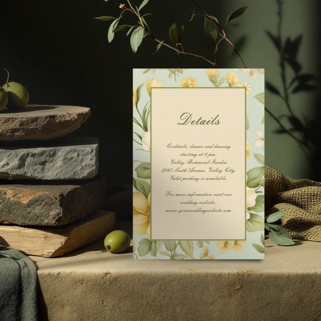 Tarjeta De Recepción Boda floral verde suave y beige (Subido por el creador)