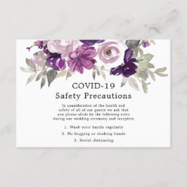 Tarjeta De Recepción Boda Floral Violeta Púrpura Seguridad COVID-19