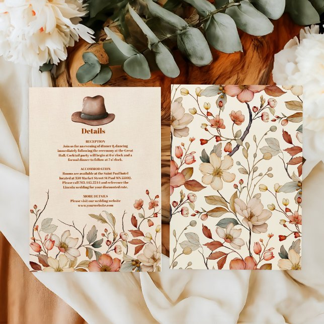Tarjeta De Recepción Boda Floral Western Cowboys (Subido por el creador)