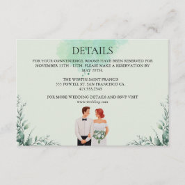 Tarjeta De Recepción Boda fluida con acuarela verde personalizada
