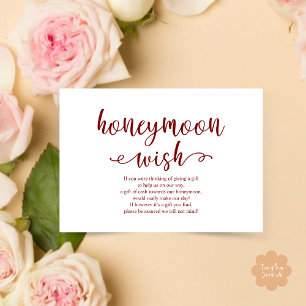 Tarjeta De Recepción Boda Fondo de Descanso de Luna de Miel Efectivo