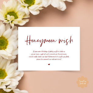 Tarjeta De Recepción Boda Fondo de Descanso de Luna de Miel Efectivo