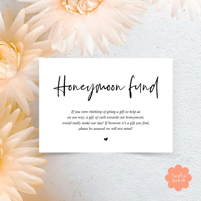 Tarjeta De Recepción Boda Fondo de luna de miel Wish Cash (Wedding Honeymoon Wish Fund Cash Enclosure Card in Black and White)
