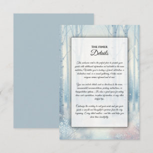 Tarjeta De Recepción Boda Forestal de Birch Azul Escarcha