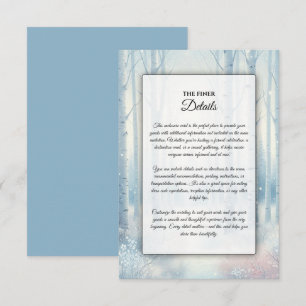 Tarjeta De Recepción Boda Forestal de Birch Azul Escarcha