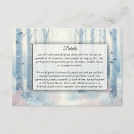 Tarjeta De Recepción Boda Forestal de Birch Azul Escarcha