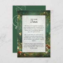 Tarjeta De Recepción Boda forestal encantado de Emerald Green