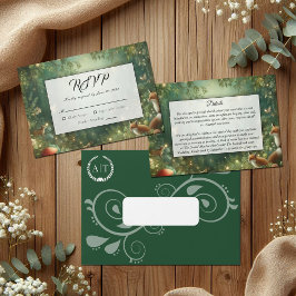 Tarjeta De Recepción Boda forestal encantado de Emerald Green