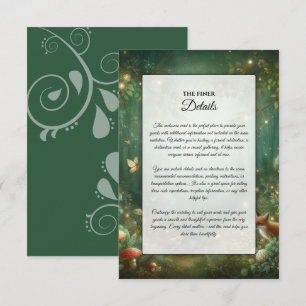 Tarjeta De Recepción Boda forestal encantado de Emerald Green