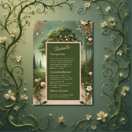 Tarjeta De Recepción boda Forestal Medieval Verde