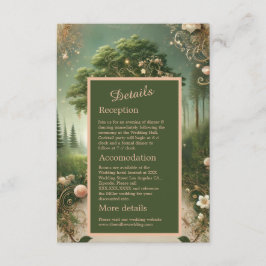 Tarjeta De Recepción boda Forestal Medieval Verde