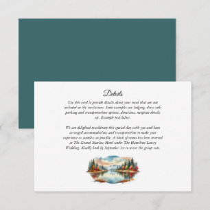 Tarjeta De Recepción Boda Forestal Rustic Otumn Lakeside