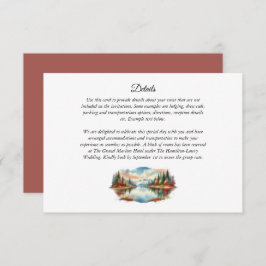 Tarjeta De Recepción Boda Forestal Rustic Otumn Lakeside